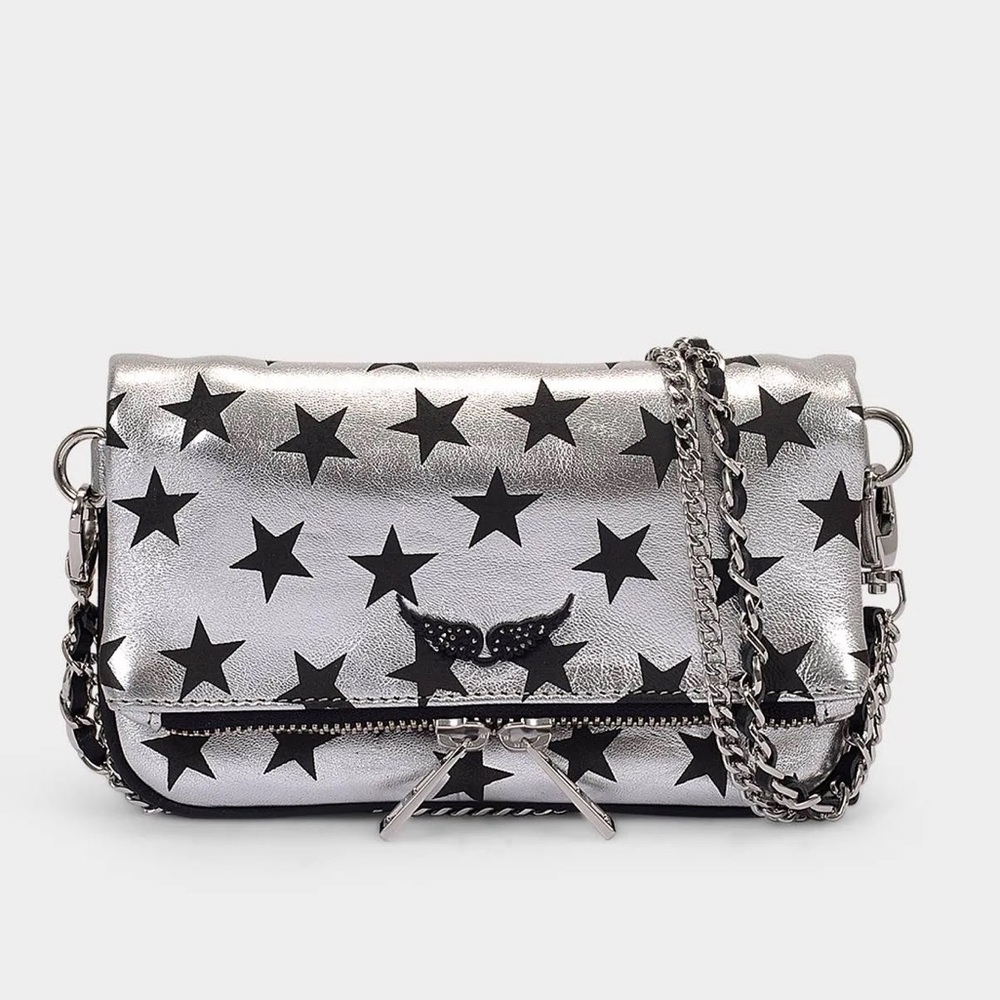 Zadig & Voltaire Rock Star Print Crossbody Bag In Silver